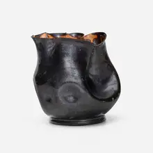 Vase by George E. Ohr, 1895-96, glazed earthenware, sold Jan 2025