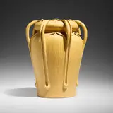 Rare vase by George P. Kendrick for Grueby Faience Company, 1898-1910, glazed earthenware, sold Jan 2025