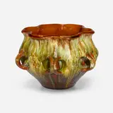 Vase by Christopher Dresser for Linthorpe Pottery, c. 1880, glazed earthenware, sold Jan 2025