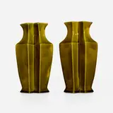 Vases, pair by Christopher Dresser for Linthorpe Pottery, c. 1880, glazed earthenware, sold Jan 2025