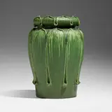 Rare vase, model 88 by George P. Kendrick for Grueby Faience Company, 1898-1910, glazed earthenware, sold Jan 2025