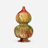 Gourd vase by Christopher Dresser for Linthorpe Pottery, c. 1880, glazed earthenware, sold Jan 2025