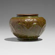 William J. Walley, Vase with leaves, 1898-1919, glazed earthenware