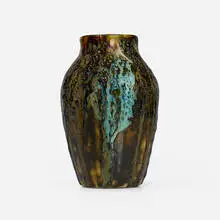 Experimental vase by Hugh C. Robertson for Dedham Pottery, 1896-1908, glazed stoneware, sold Jan 2025