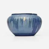 Scenic vase with live oaks, Spanish moss and full moon by Sadie Irvine for Newcomb College Pottery, 1932, glazed earthenware, sold Jan 2025