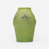 Early vase with spiderwort by Artus Van Briggle for Van Briggle Pottery, 1903, glazed earthenware, sold Jan 2025