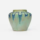 Vase with geometric design by Frederick Hurten Rhead for Arequipa Pottery, 1911-13, glazed earthenware with squeeze-bag decoration, sold Jan 2025