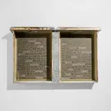 Jacques Flèchemuller, Protect Me, 1991, acrylic and paper on metal found object