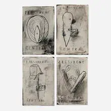 Jacques Flèchemuller, President Central, graphite and gesso on four panels