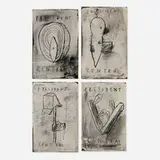 Jacques Flèchemuller, President Central, graphite and gesso on four panels
