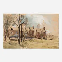 Auguste Lupere, Crèvecoeur Printemps, watercolor on paper
