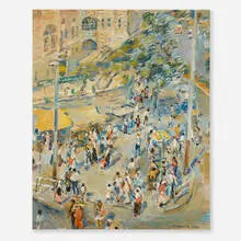 Alexander Kopelowitz, Street Scene in Jerusalem, 1986, oil on board
