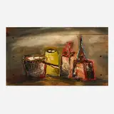 Giuseppe Napoli, Natura morta, 1958, oil and mixed media on reclaimed wood panel