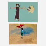 Royal Art Lodge, Two works, 2000, collage and watercolor on paper