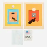 Ilse Getz, Four works, 1975-79, lithograph in colors on Arches; mixed media collage