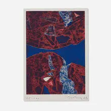 Gabor Peterdi, Mauna Loa II, 1969, etching in colors on BFK Rives