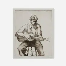 Jackson Lee Nesbitt, Ozark Minstrel, 1937, drypoint on Strathmore