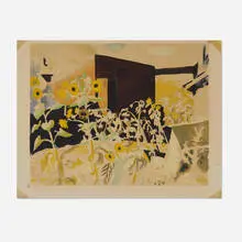 Charles E. Burchfield, Sunflower Garden, c. 1950, screenprint in colors