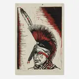 Todros Geller, Osage Dancer, 1936, woodcut in colors