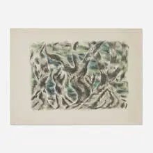 Albert William Heckman, Tree Trunks, lithograph in colors on Rives