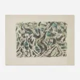 Albert William Heckman, Tree Trunks, lithograph in colors on Rives