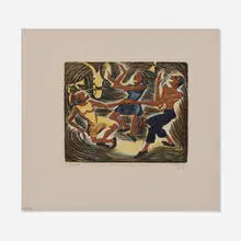 Mildred Rackley, Jumping Jives, 1940, woodcut in colors