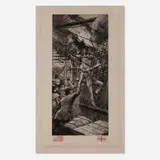 James Tissot, Les deux amis, 1881, etching and drypoint with hand-colored American and British flag remarques