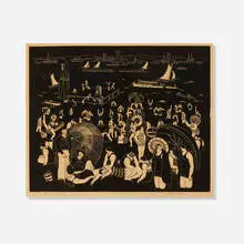 Salvatore Pinto, Sailors, 1930, wood engraving