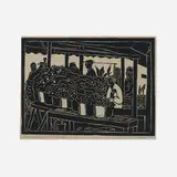 William Jacobs, Flowers Maxwell St. Market (Chicago), 1930, linocut