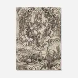 Saint John before God and the Elders (from Apocalipsis cum figuris) by Albrecht Durer, woodcut on laid paper, sold Nov 2022
