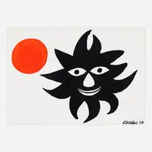 Red Sun by Alexander Calder, 1968, lithograph in colors, sold Nov 2022