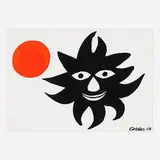 Red Sun by Alexander Calder, 1968, lithograph in colors, sold Nov 2022