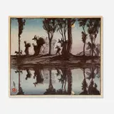 Helen Hyde, Moonlight on the Viga Canal — Mexico City, 1912, woodcut in colors