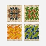 M. C. Escher, Earth; Air; Fire; Water (The Four Elements, Felicitas: New Year's Cards set, made for Eugène and Willy Strens)