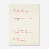 Guy de Cointet, Untitled (from (la très brillante artiste) HUZO LUMNST, (présente son nouveau travail) CIZEGHOH TUR NDJMB)