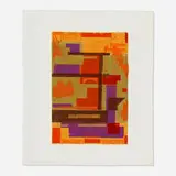 Werner Drewes, Open Construction, 1977, woodcut in colors