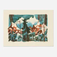 Werner Drewes, Mont blanc, 1952, lithograph in colors
