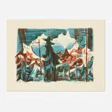 Werner Drewes, Mont blanc, 1952, lithograph in colors