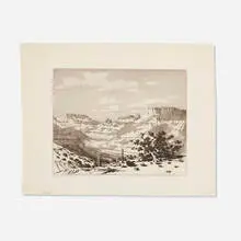 Cloud Shadows, Apache Trail, Arizona by George Elbert Burr, c. 1927, drypoint and aquatint, sold Nov 2022