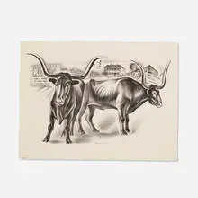 Howard Cook, Longhorns, 1937, lithograph
