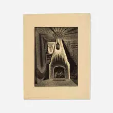 Wanda Gág, Lantern and Fireplace, 1932, wood engraving