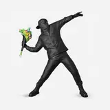 Flower Bomber (Gesso Black) by Banksy, 2019, polystone, sold Jul 2021