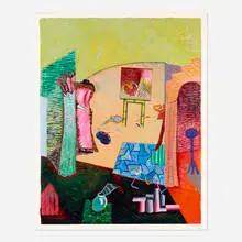 Phyllis Bramson, Borrowing From Hockney but Rejecting His Embrace, 1970, mixed media on paper
