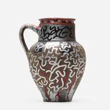 Untitled (pitcher) by La II, c. 1995, acrylic and enamel on found object, sold Jul 2021