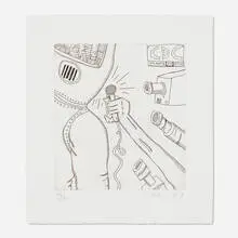 Untitled (from The Valley) by Keith Haring, 1989, etching on Twinrocker handmade paper, sold Jul 2021