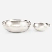 Bowls, set of two by Richard Meier, c. 1980, silver, sold Jul 2021