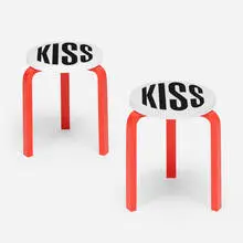 Barbara Kruger, Untitled (Kiss), Stool 60, pair, 2019, painted wood