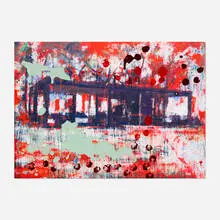 Enoc Perez, Glass House IV (Red), 2015, unique drawing with block ink and archival pigment print on Crane Museo Max 365 gsm paper