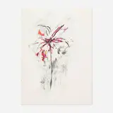 Wardell Milan, Red Flower, 2012, oil, pastel, watercolor, graphite and charcoal on paper