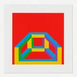 Isometric Figure with Bars of Color by Sol LeWitt, 2004, linocut in colors on Somerset Satin white paper, sold Jul 2021